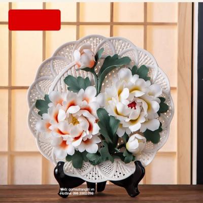 ĐĨA THỦ CÔNG NỔI 3D - HỌA TIẾT 12 HOA